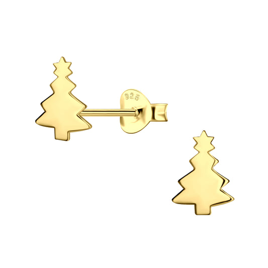 Golden Christmas Tree Earrings